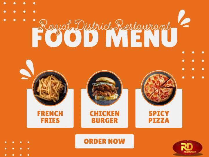 Royal District Restaurant menu