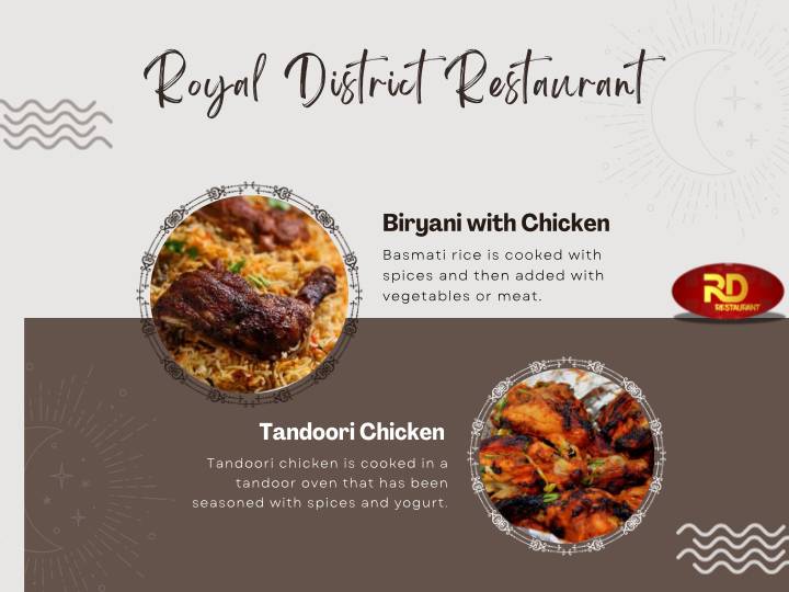 Royal District Restaurant menu