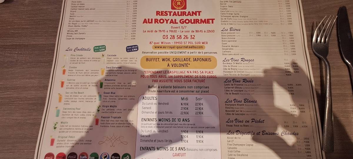 Menu de Royal Gourmet