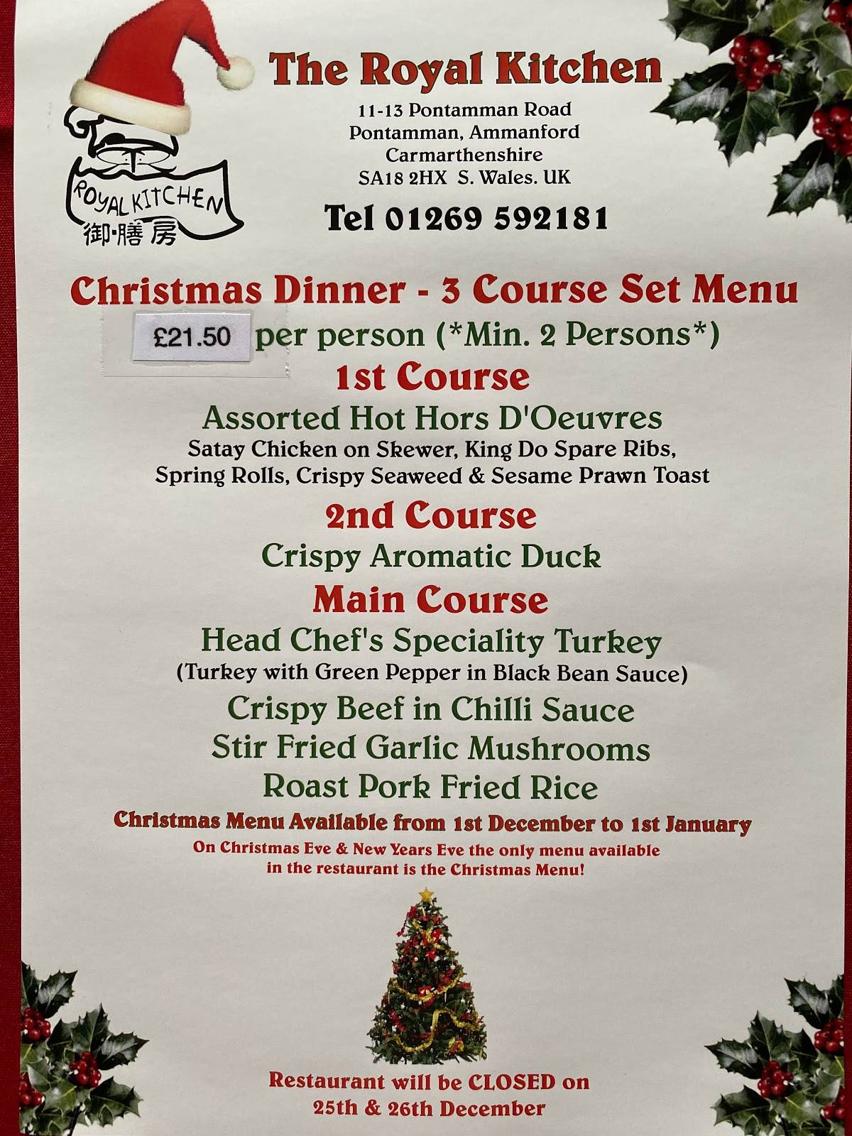 Menu at Royal Kitchen restaurant, Ammanford