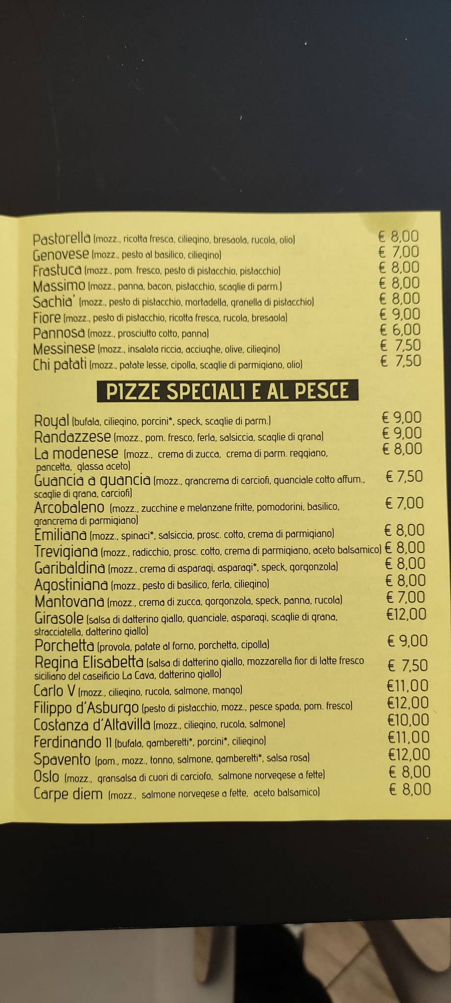 Menu di Royal Ristorante Pizzeria 