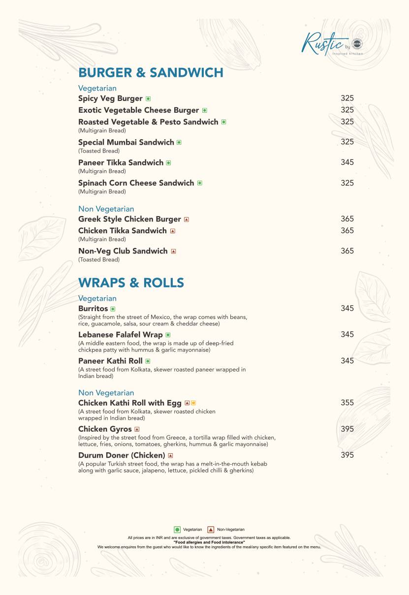 Rustic by OTH menu