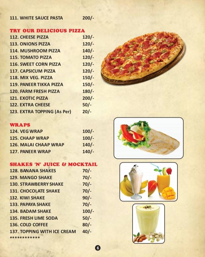 SARDAR JI FOOD VILLA menu