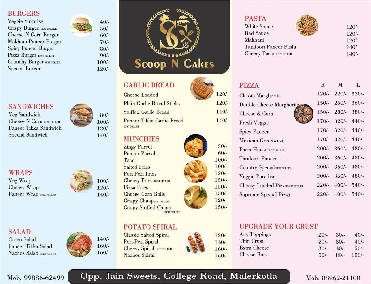 SCOOP N CAKES menu
