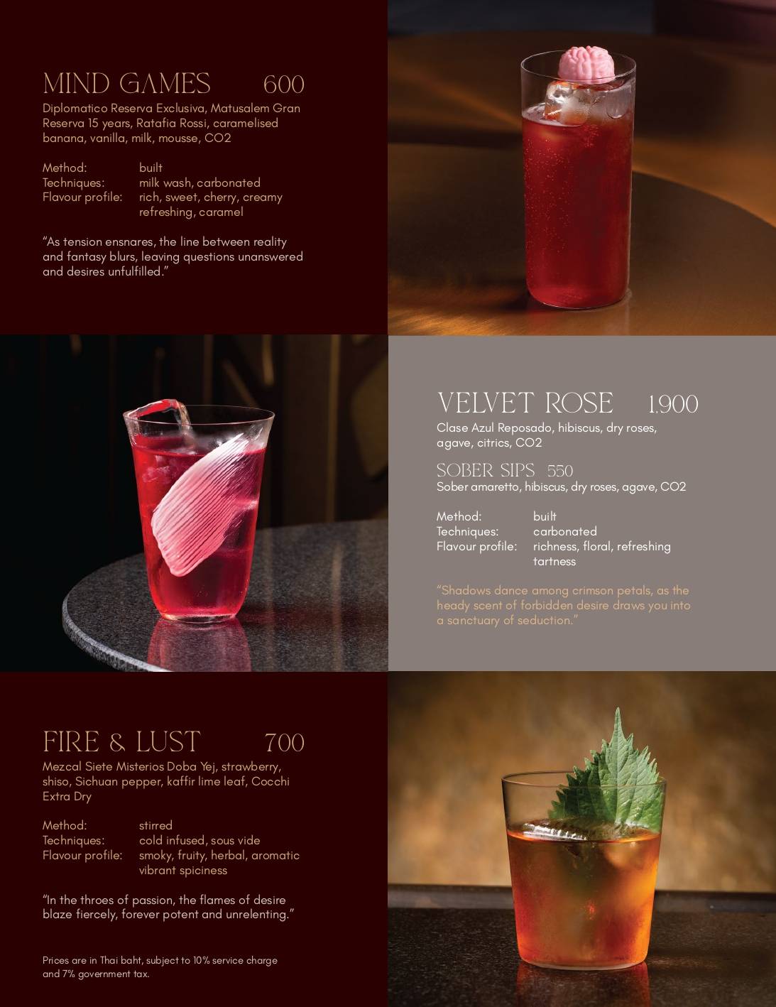 Menu at SIN Rooftop Bar Bangkok, Bangkok