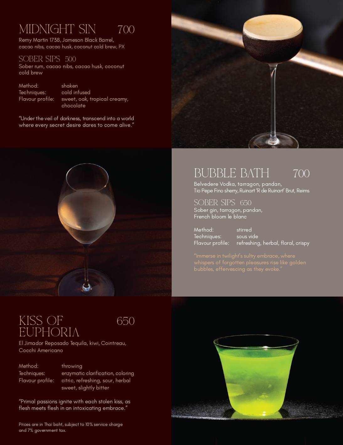 Menu at SIN Rooftop Bar Bangkok, Bangkok