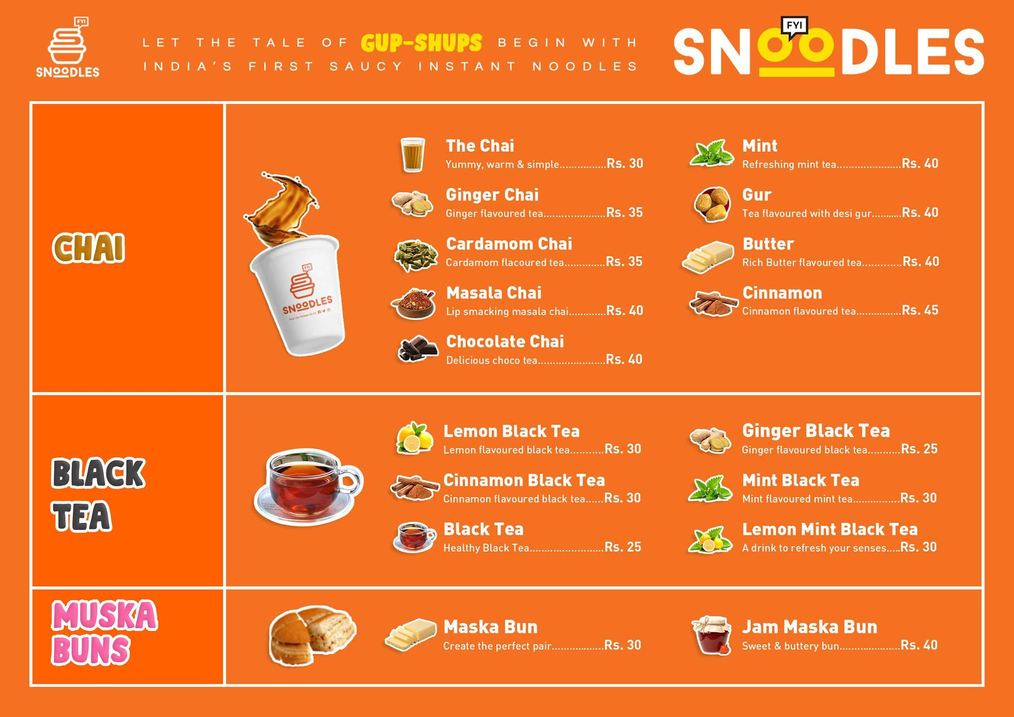 SNOODLES RAIPUR menu