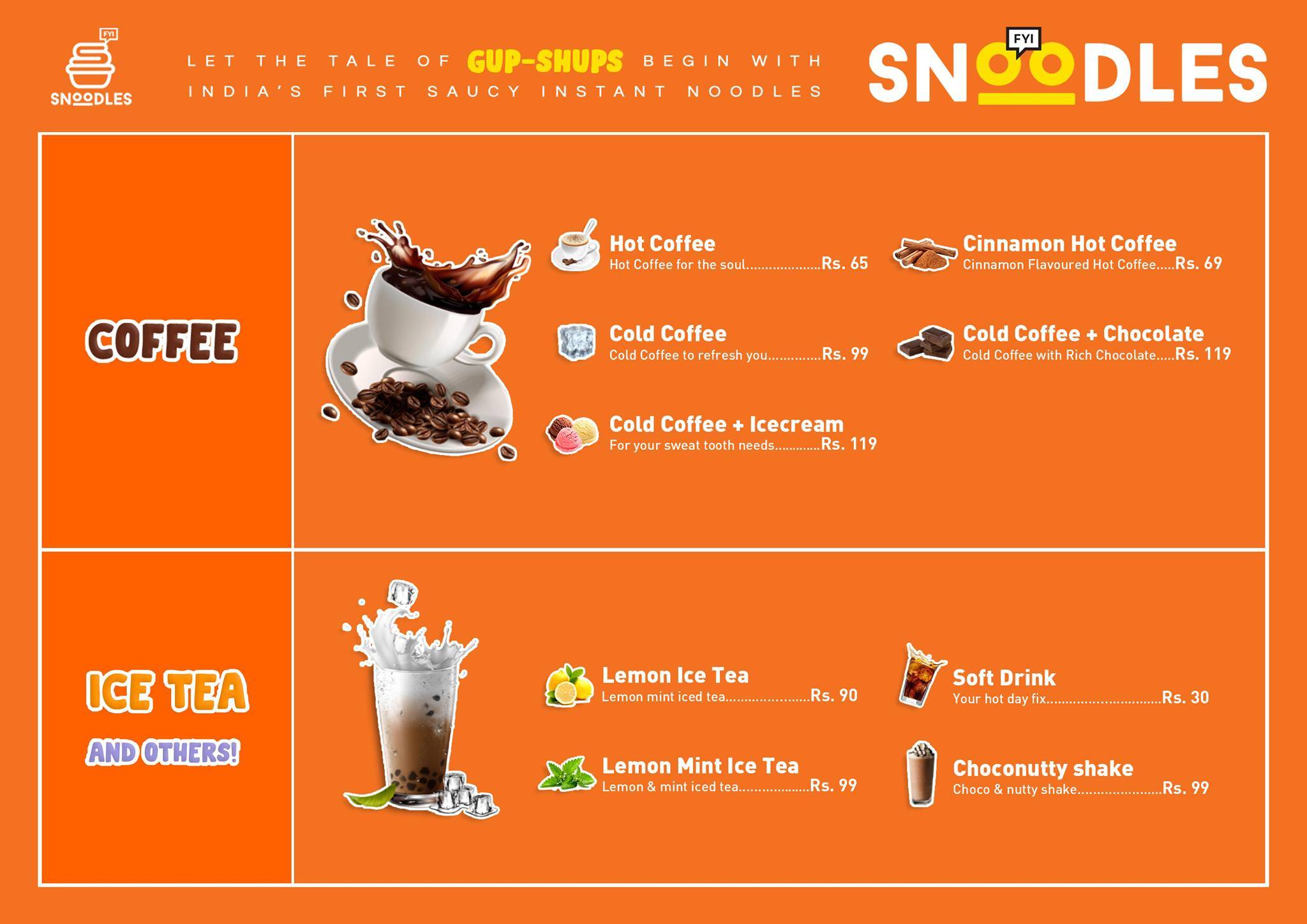 SNOODLES RAIPUR menu