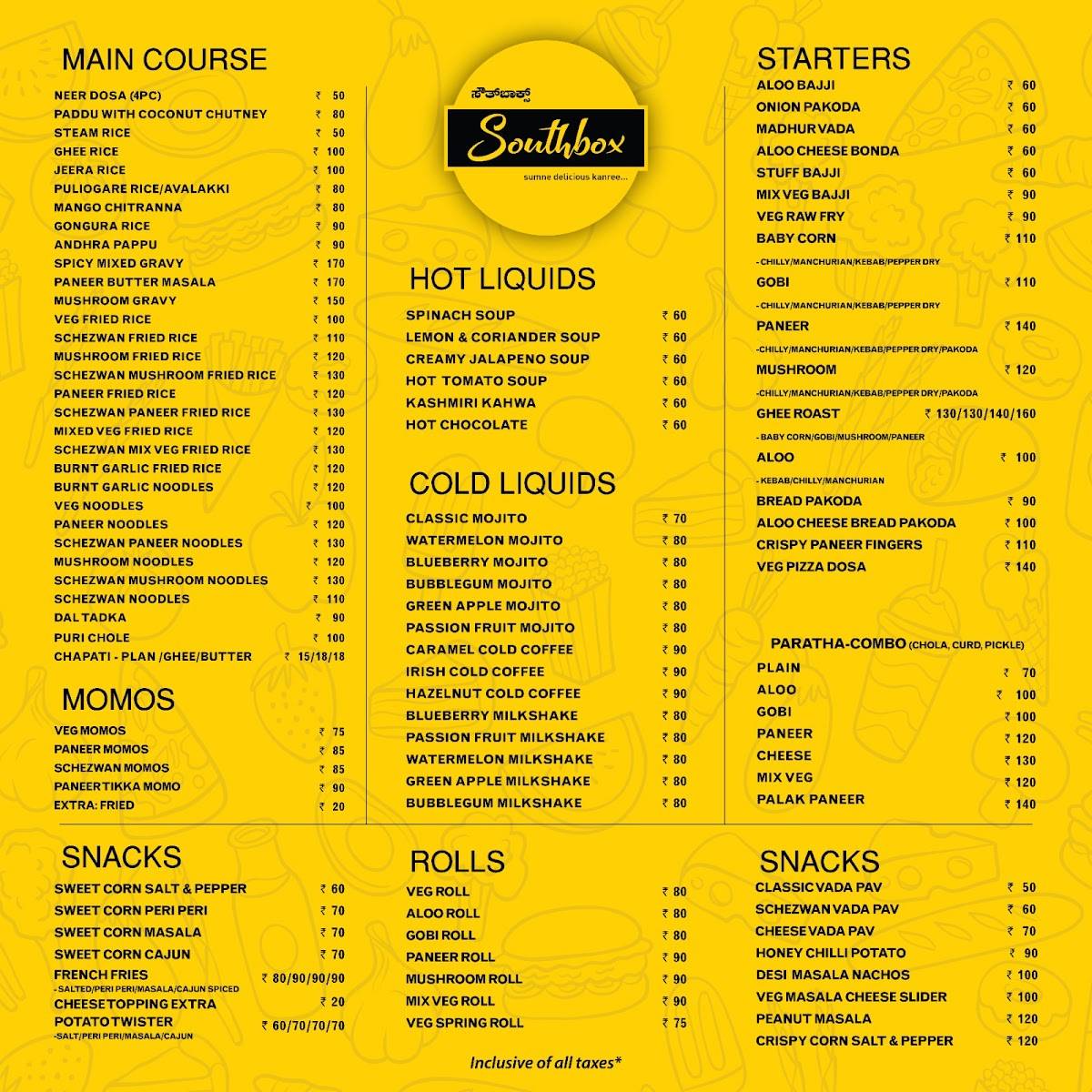 SOUTHBOX menu