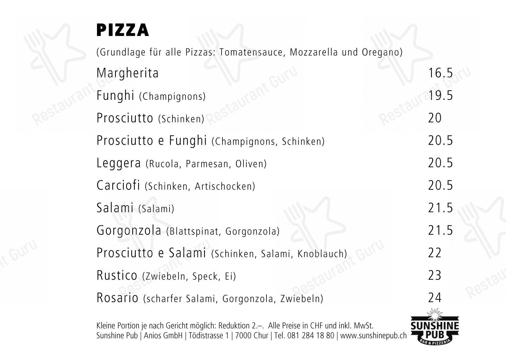 Menu di S'Pub Sunshine Pub - Menu