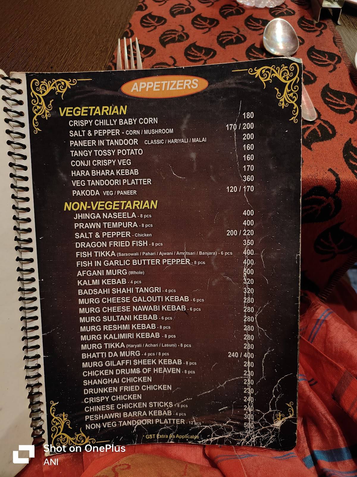 Saffron menu