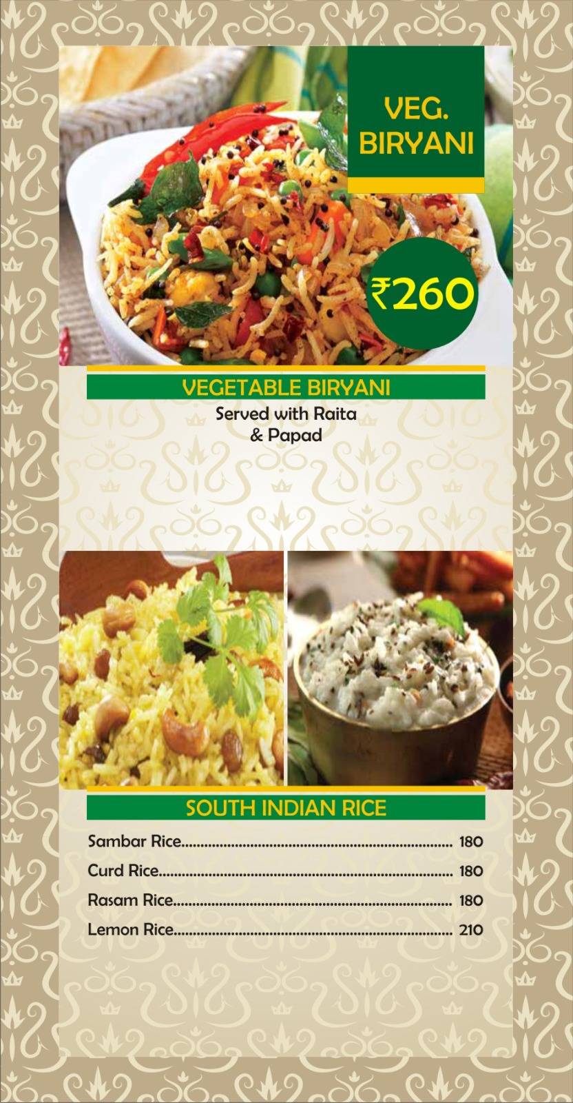 Sagar Express menu