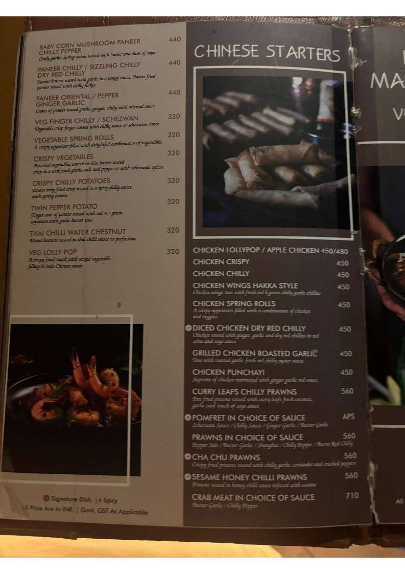 Sai Palace Hotel & Gardens menu