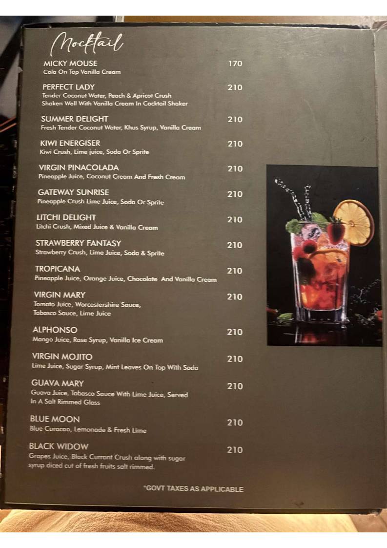 Sai Palace Hotel & Gardens menu