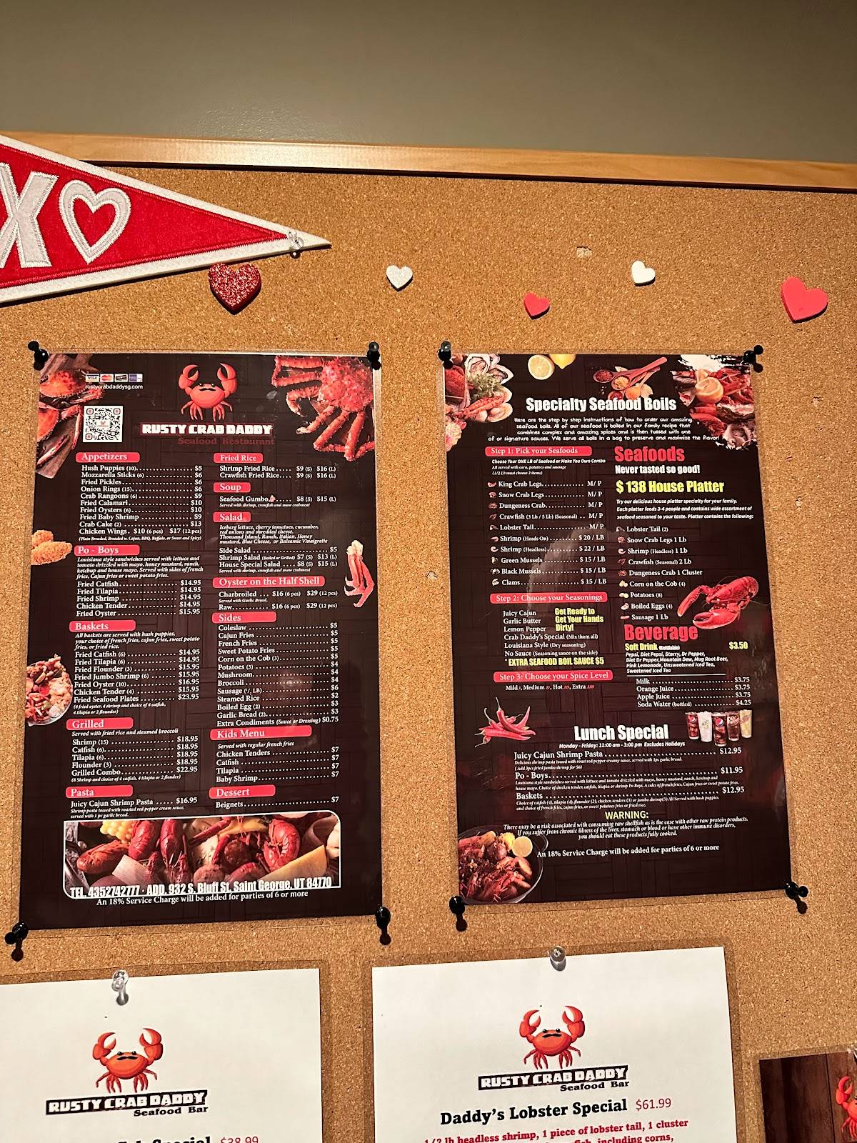 Menu at RUSTY CRAB DADDY restaurant, St.