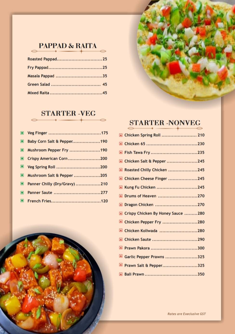 Sai’s Grill Gharana menu