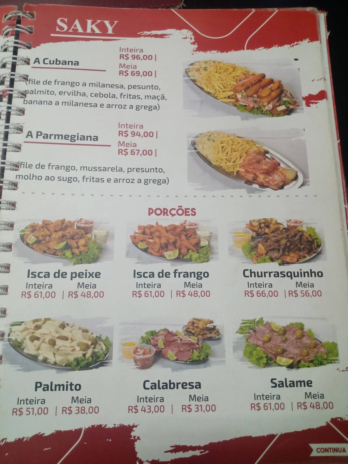 Saky Restaurante cardápio