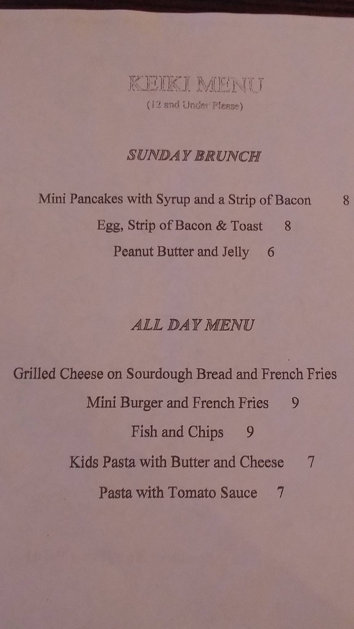 Menu at Sam's Ocean View Restaurant Kapaa Kauai, Kapaa