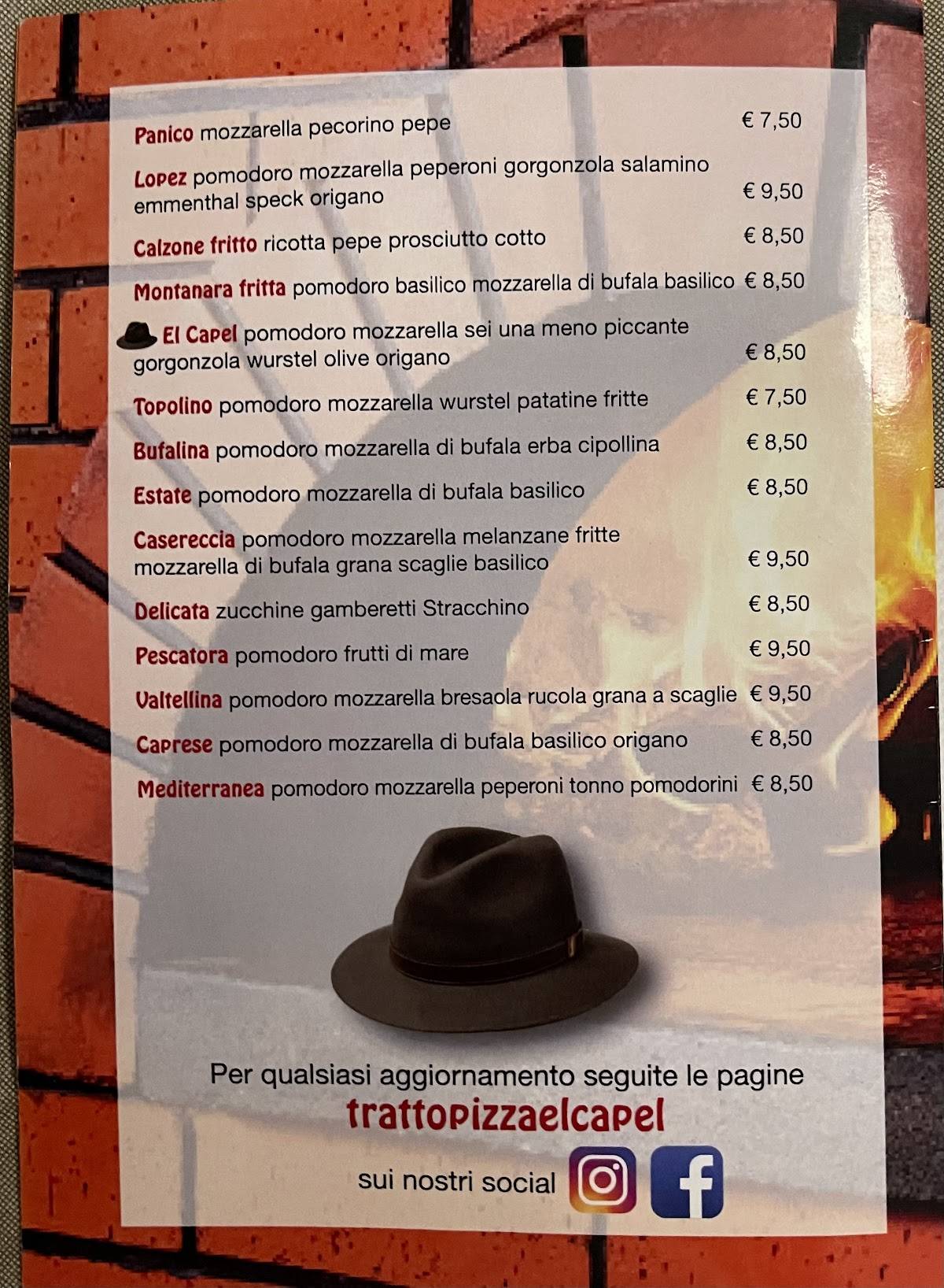 Menu di Trattoria Pizzeria El Capel 
