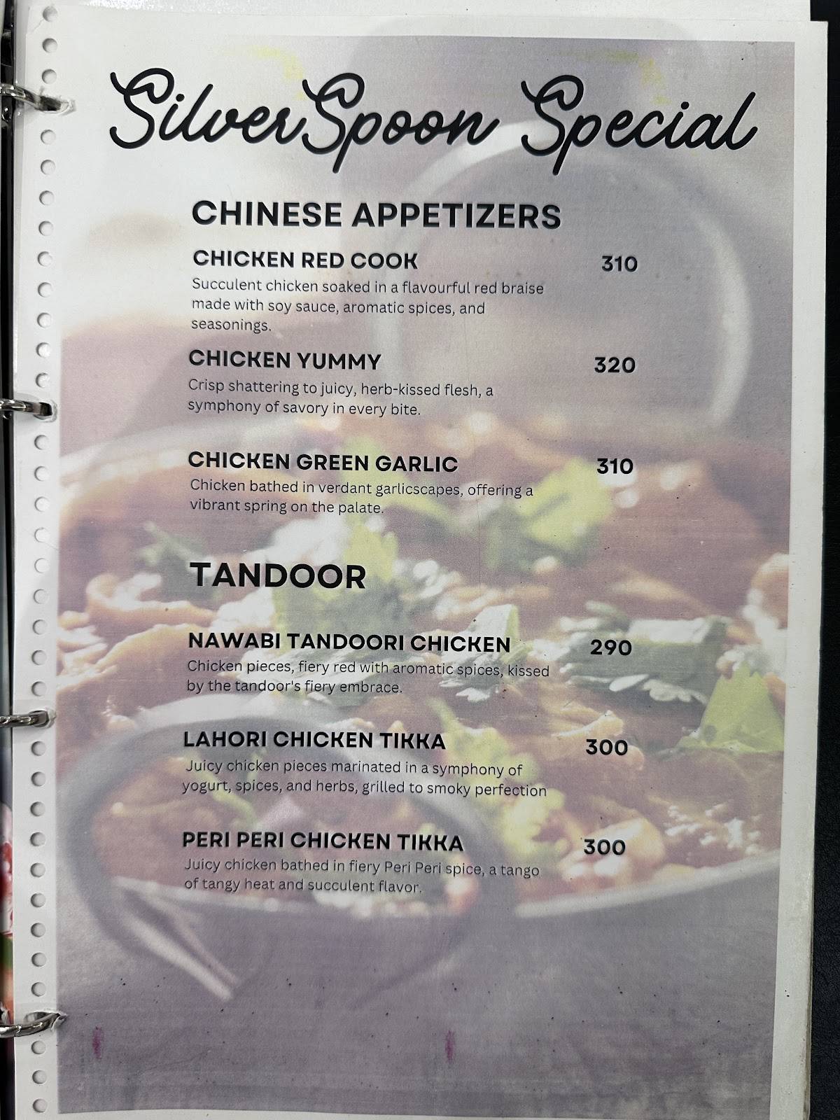 Silver spoon menu