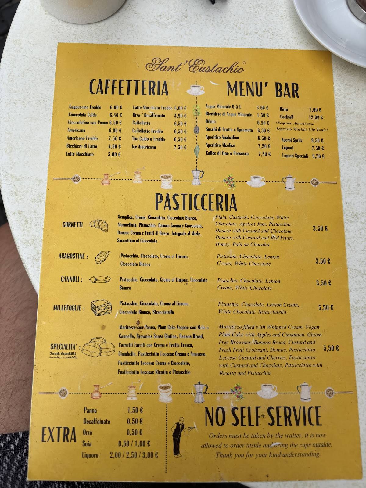 Menu di Sant'Eustachio Caffè 