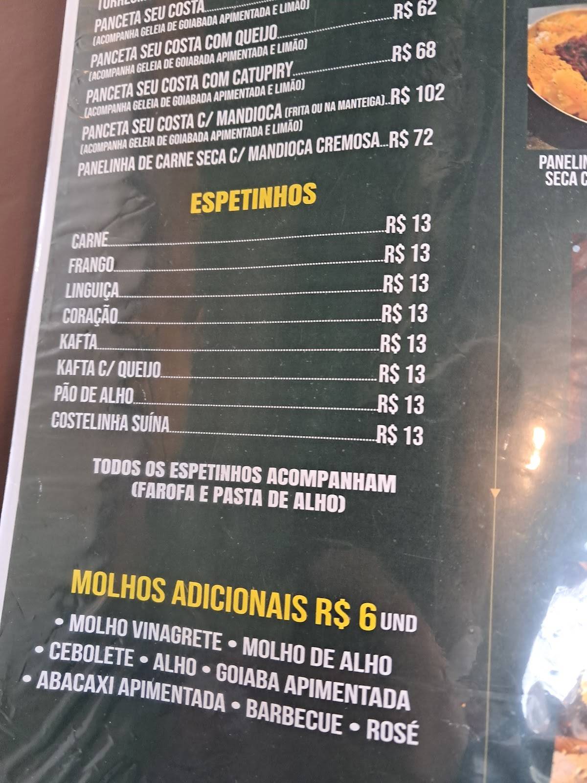 Boteco Seu Costa cardápio