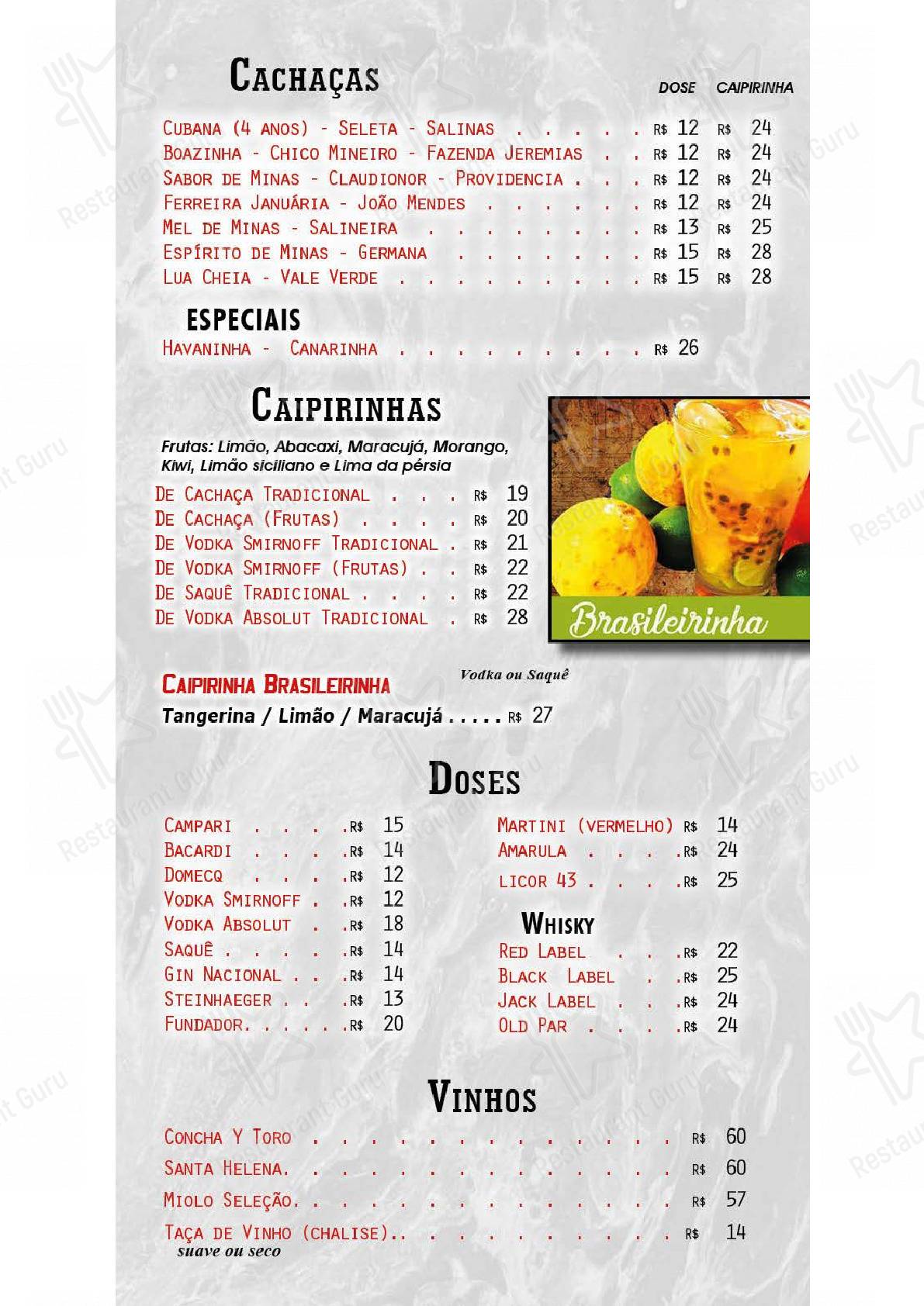 Embaixada Mineira Ipiranga menu - pratos e drinques