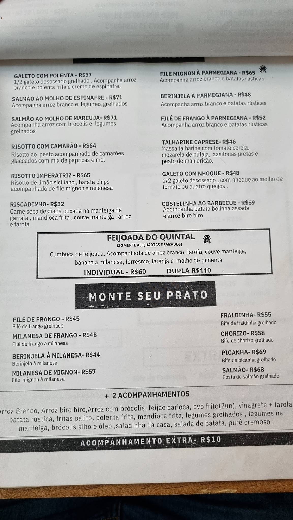 Quintal da Imperatriz cardápio