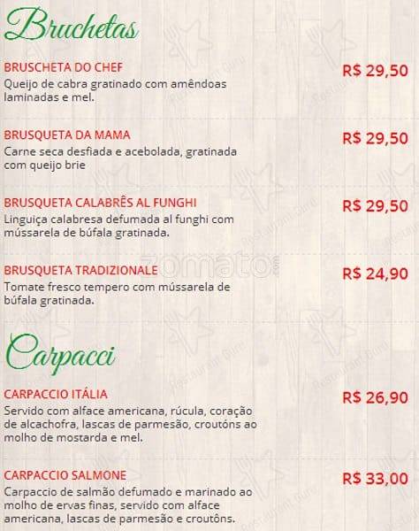 ACCANTO RESTAURANTE cardápio