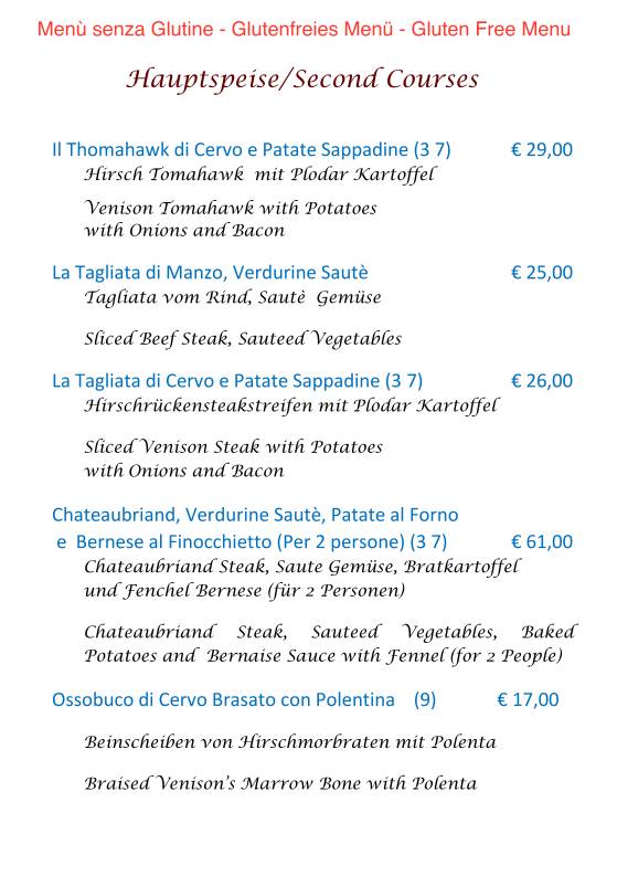Menu di Edelweiss Stube 