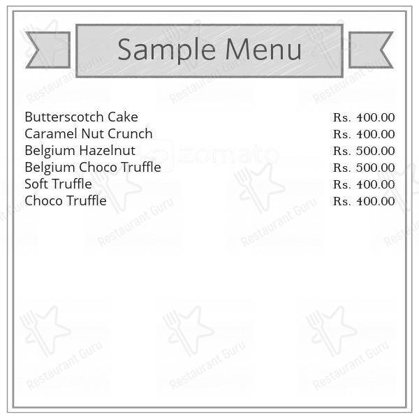 Sashmick's Bakery menu