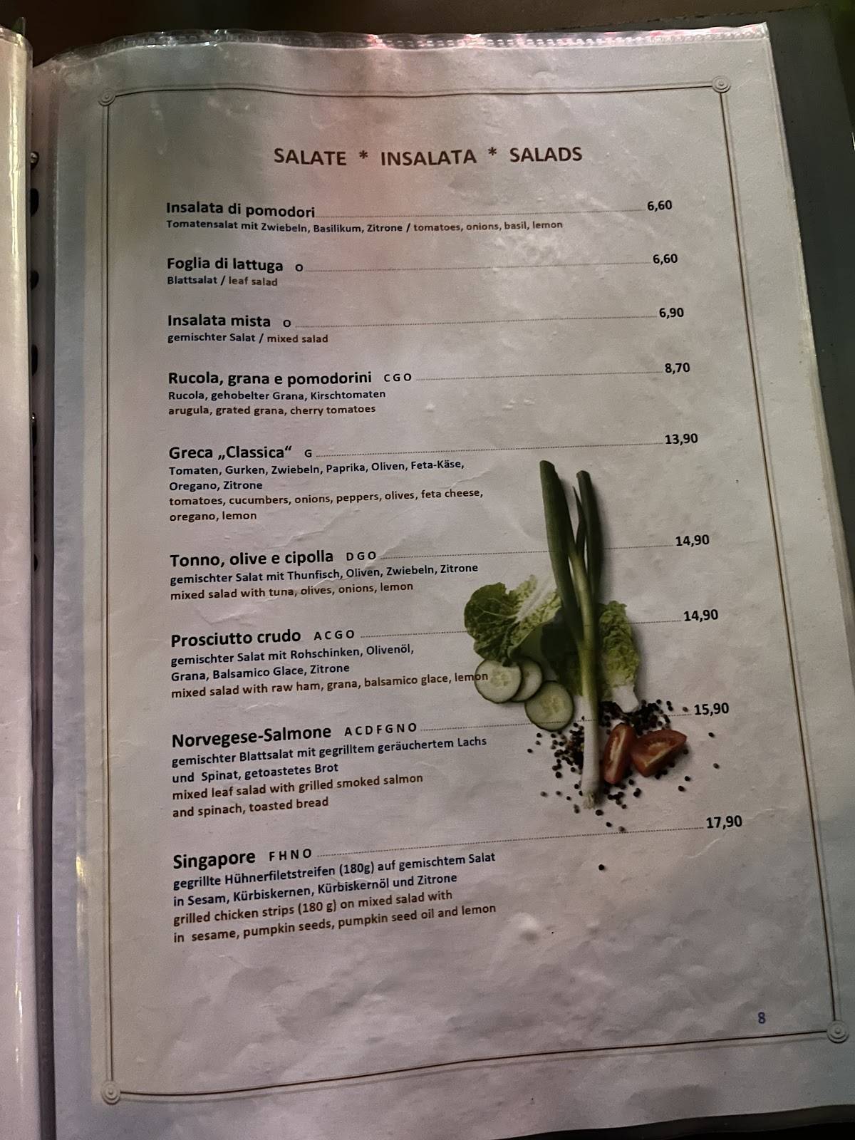 Menu de Sasso D'Oro