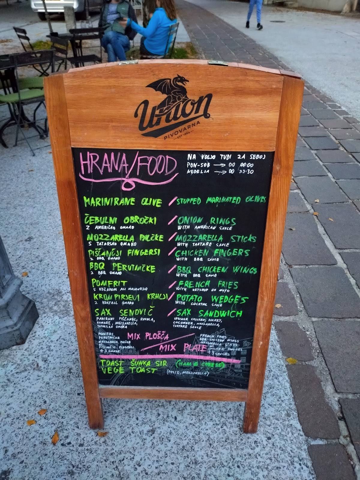 Menu di Sax pub 