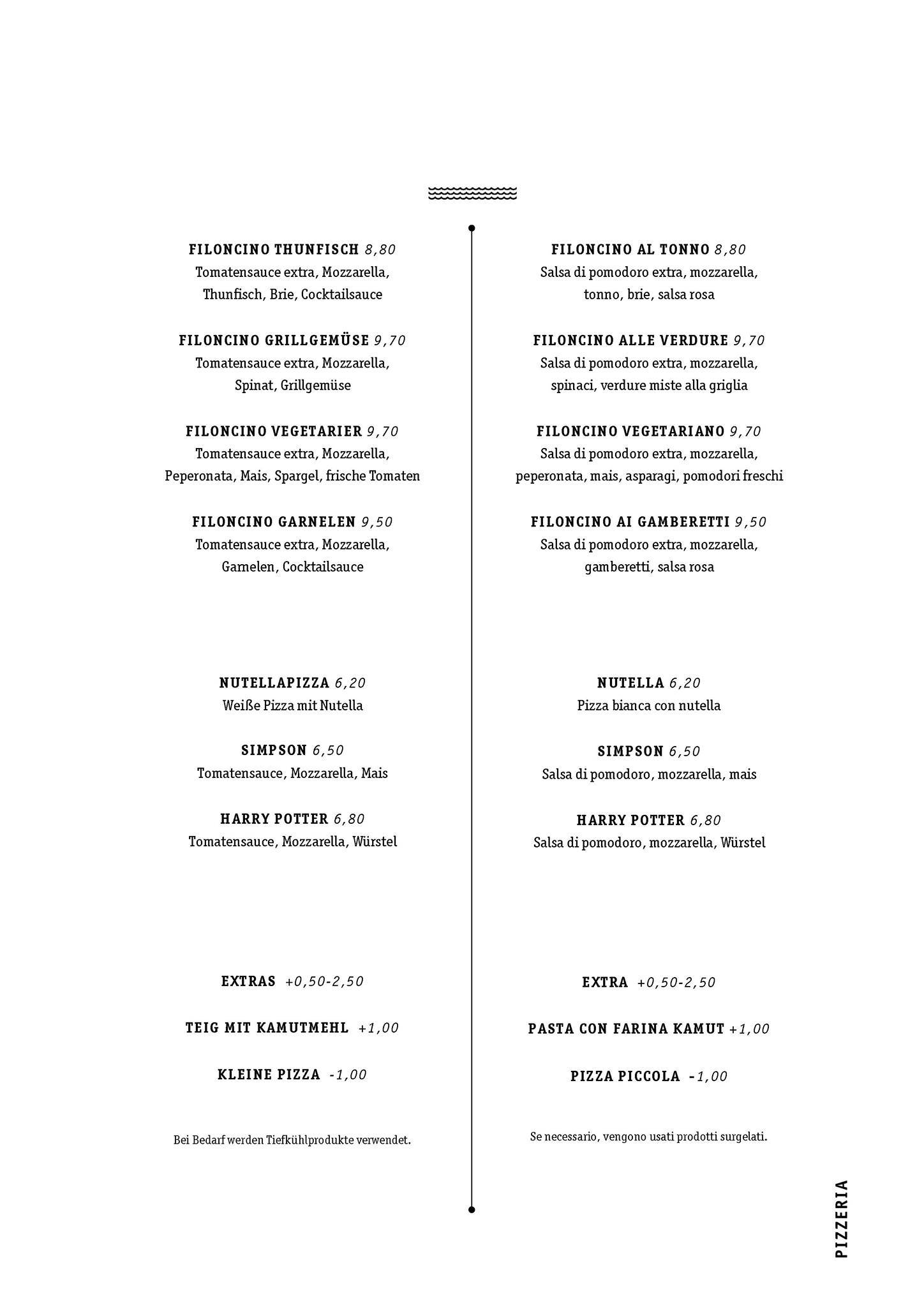 Menu di Pizzeria Meggima am See 