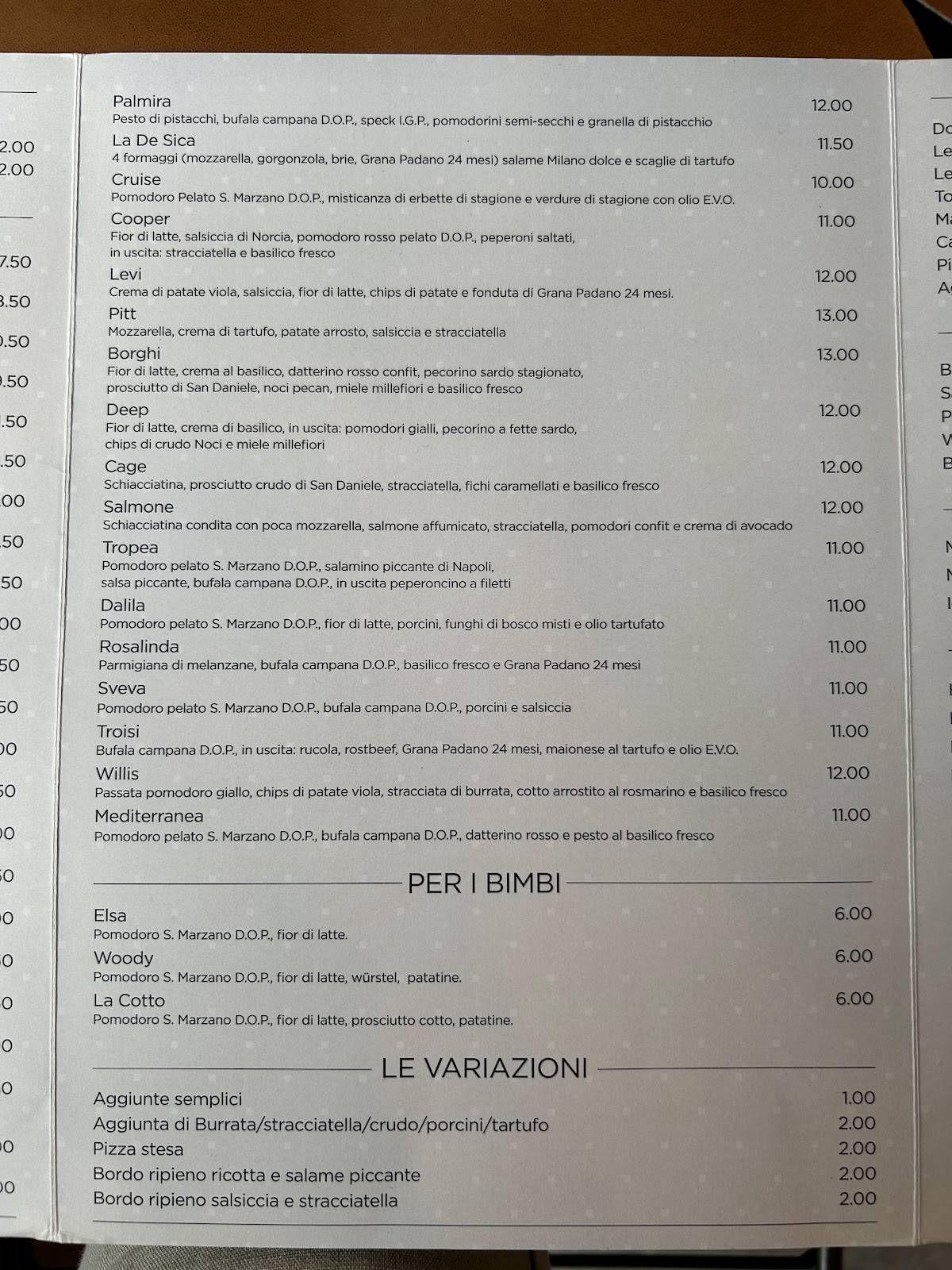 Menu di Serafina 