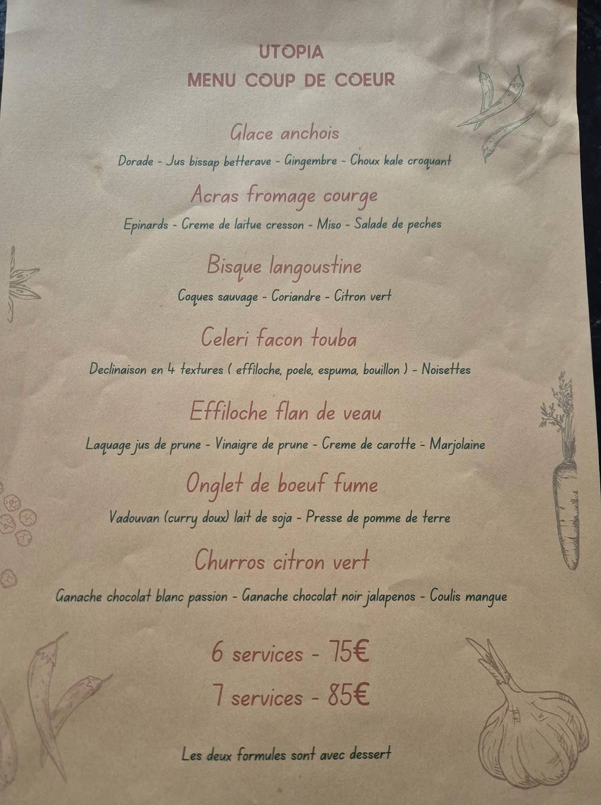 Menu de Utopia