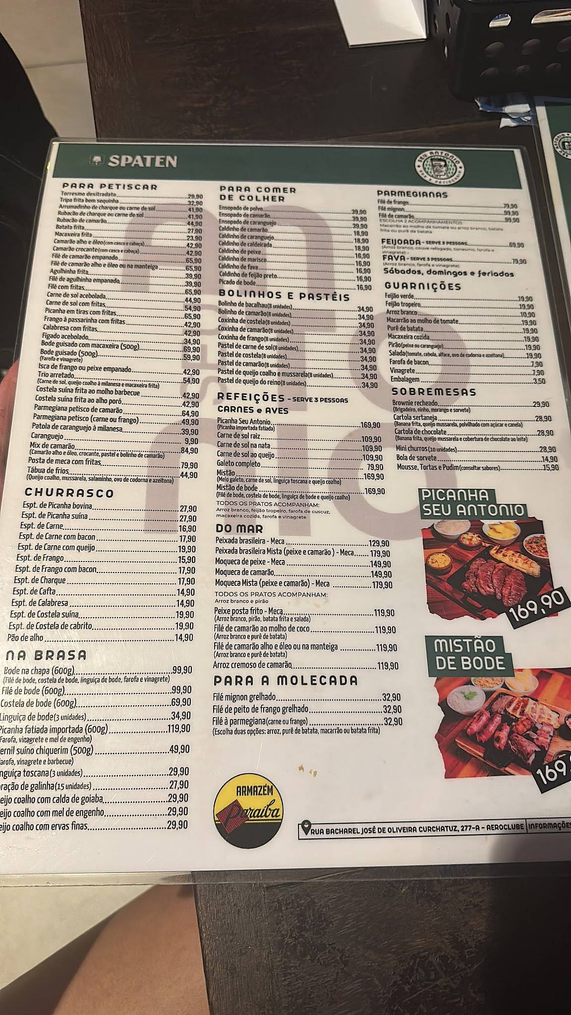 Seu Antonio Bar e petiscaria cardápio