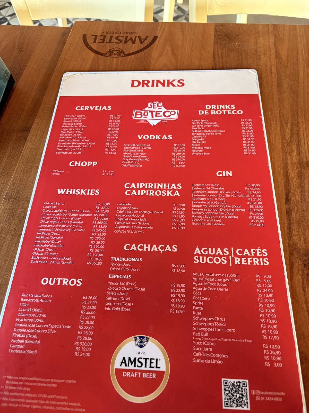 Seu Boteco cardápio