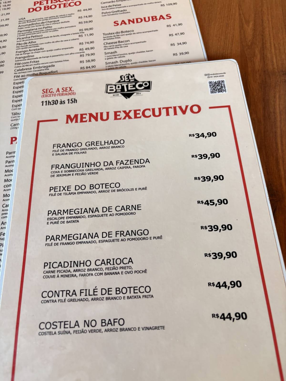 Seu Boteco cardápio