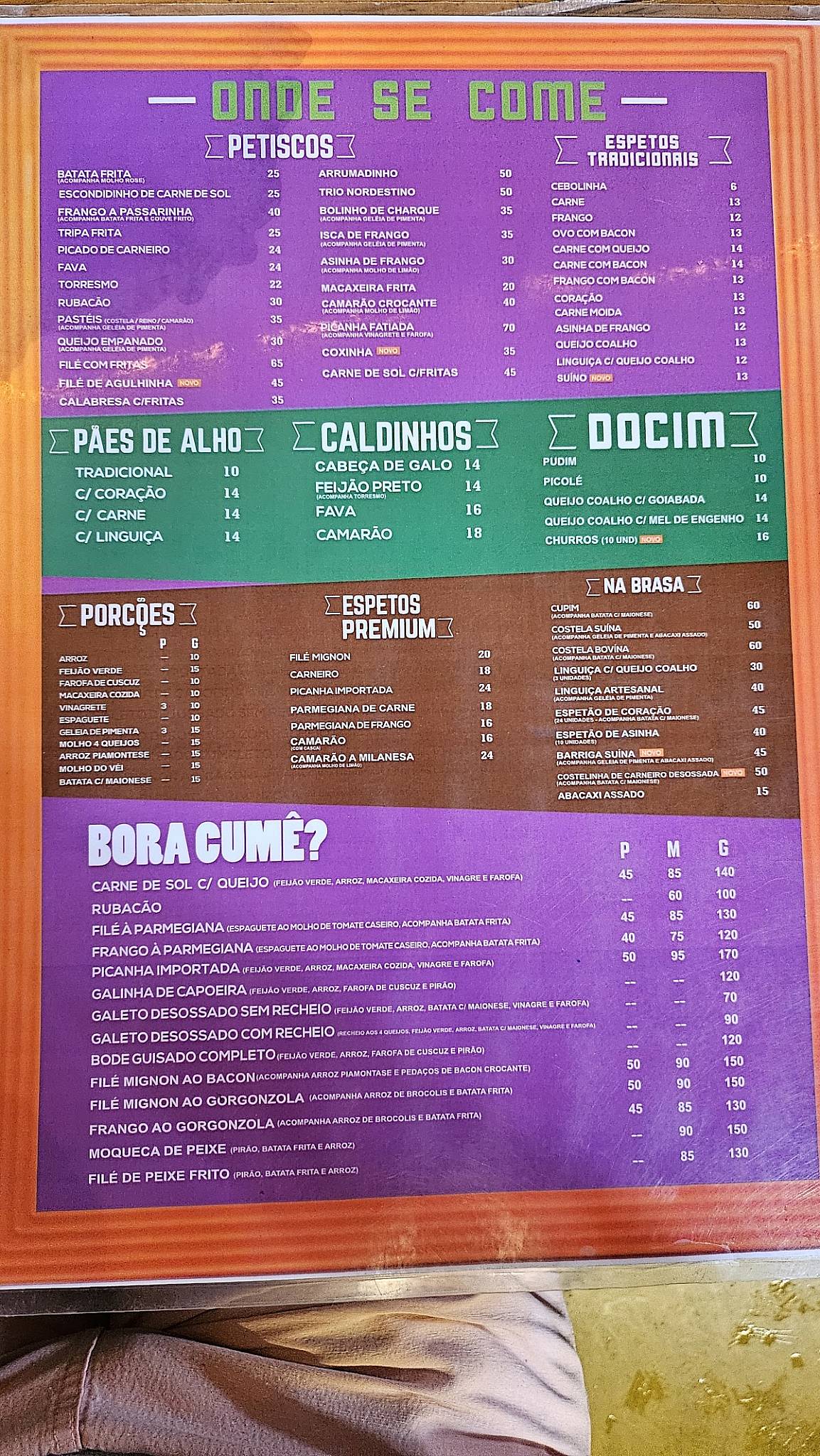 Seu Pexera cardápio