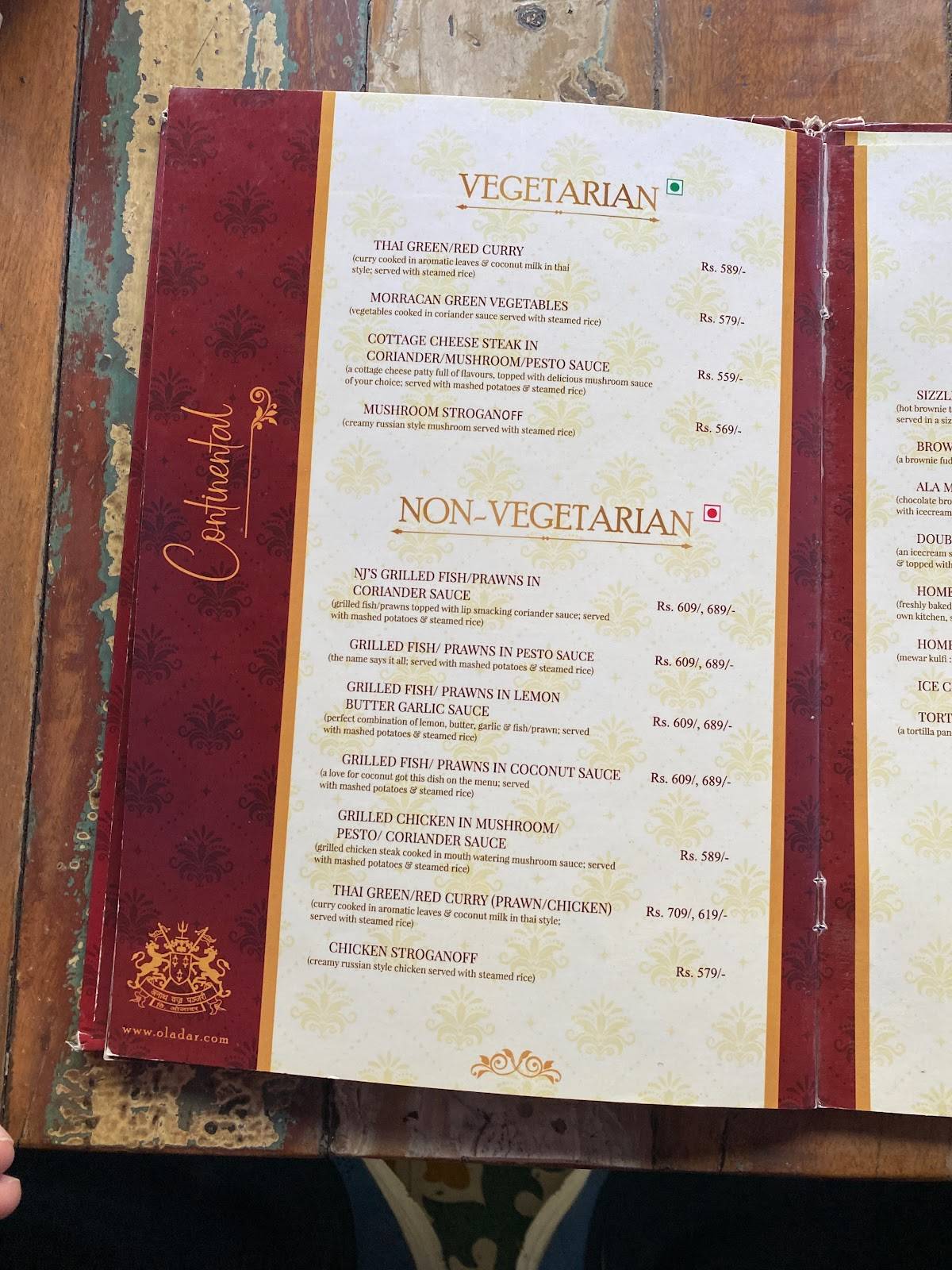 Oladar Cafe menu