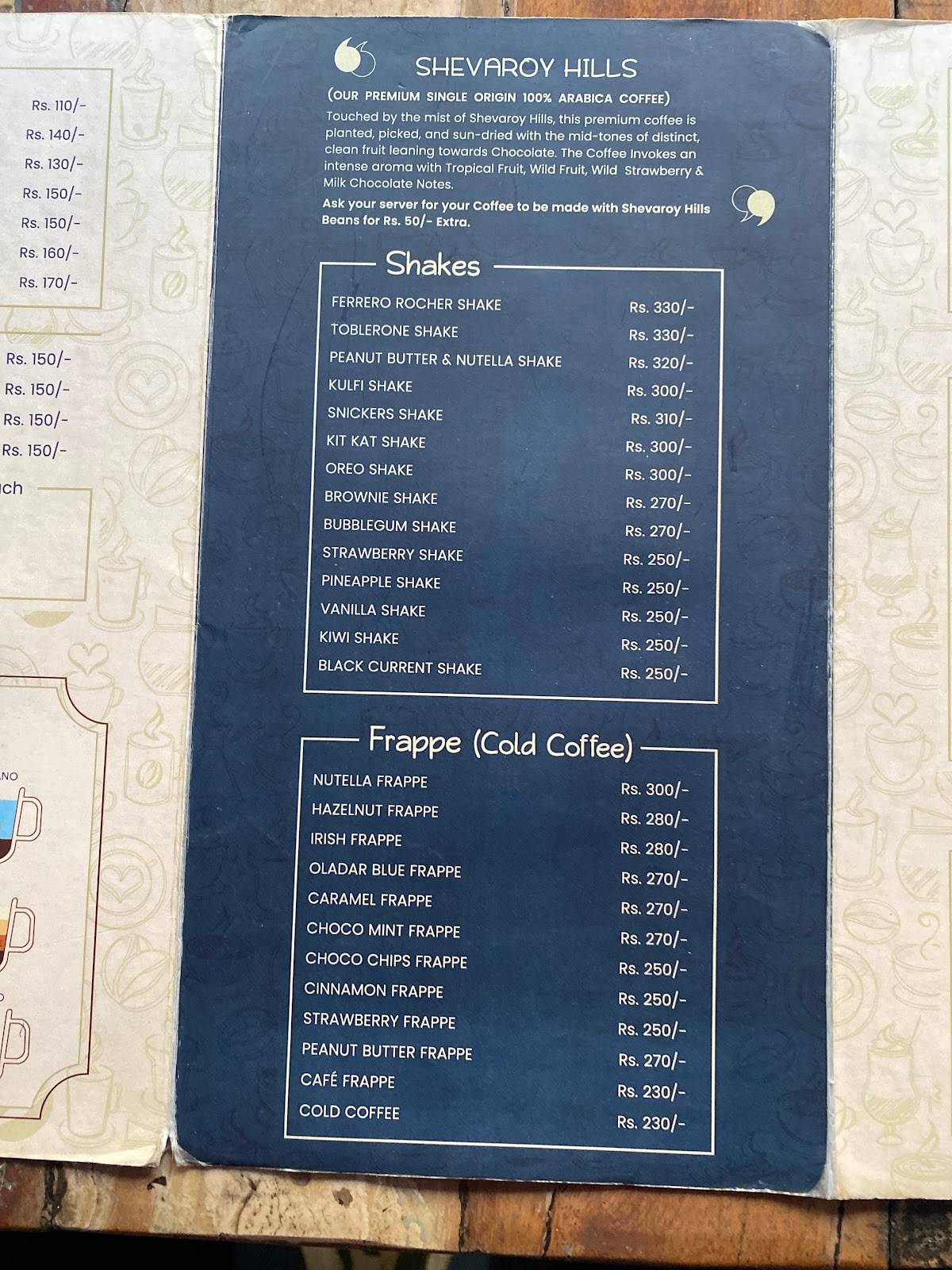 Oladar Cafe menu