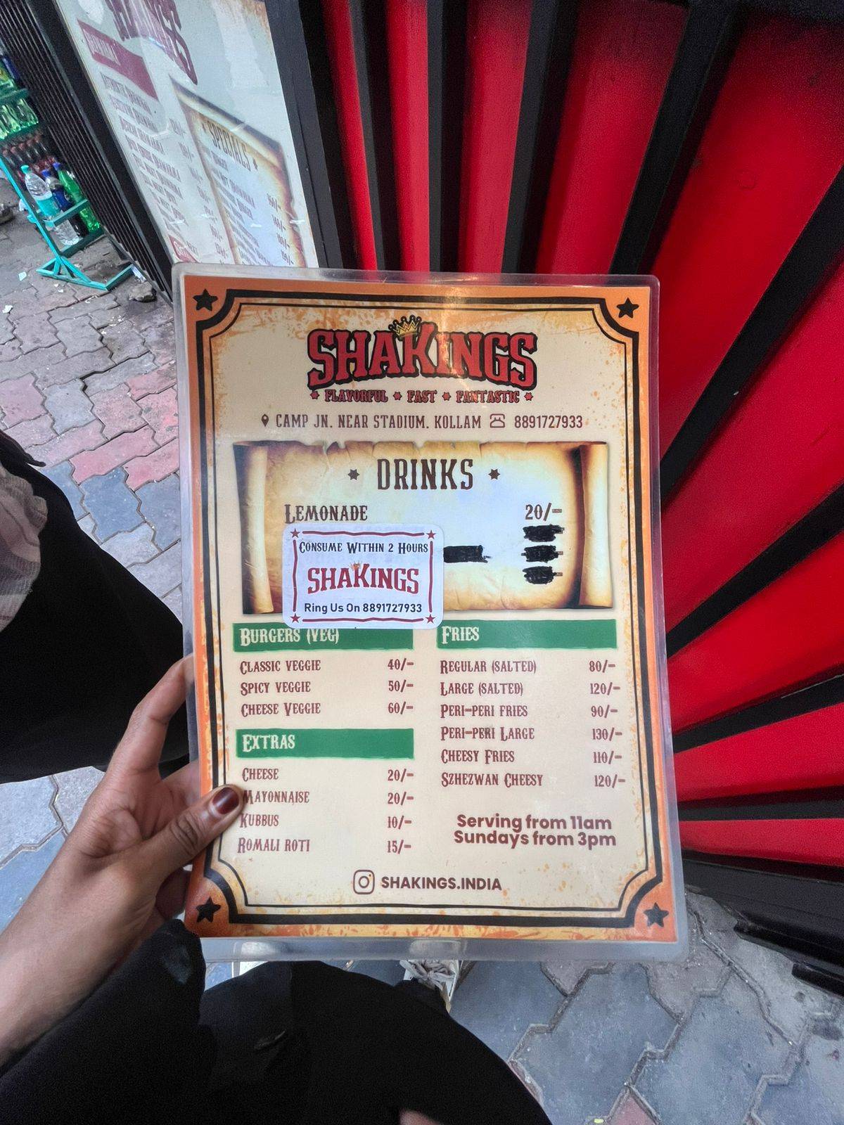 Shakings menu