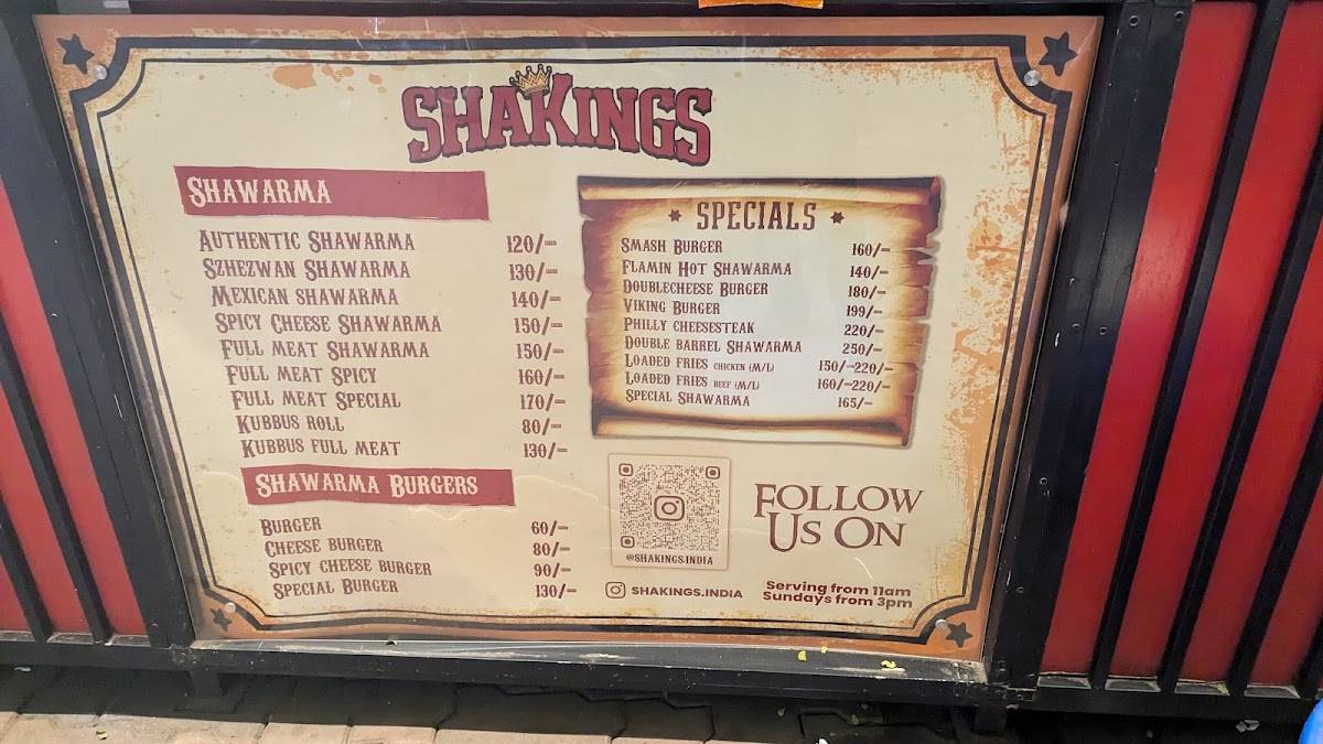 Shakings menu