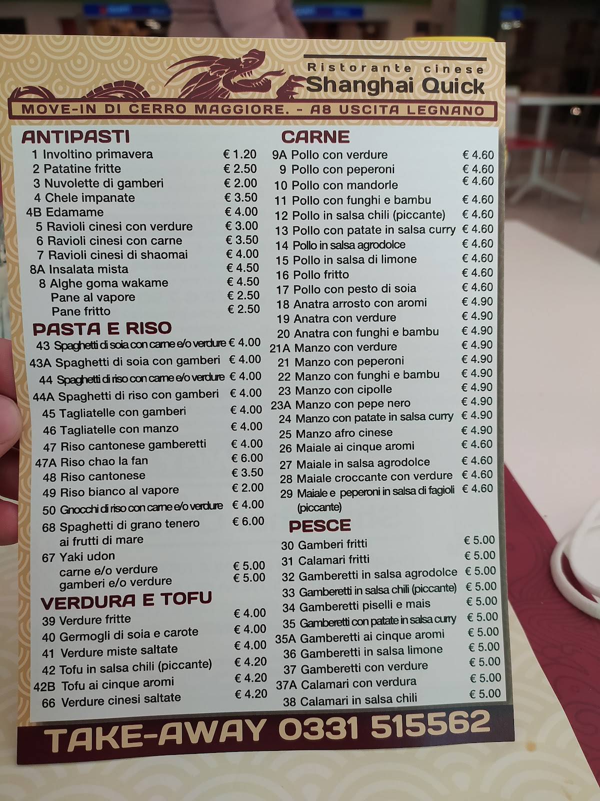 Menu di Shanghai Quick 