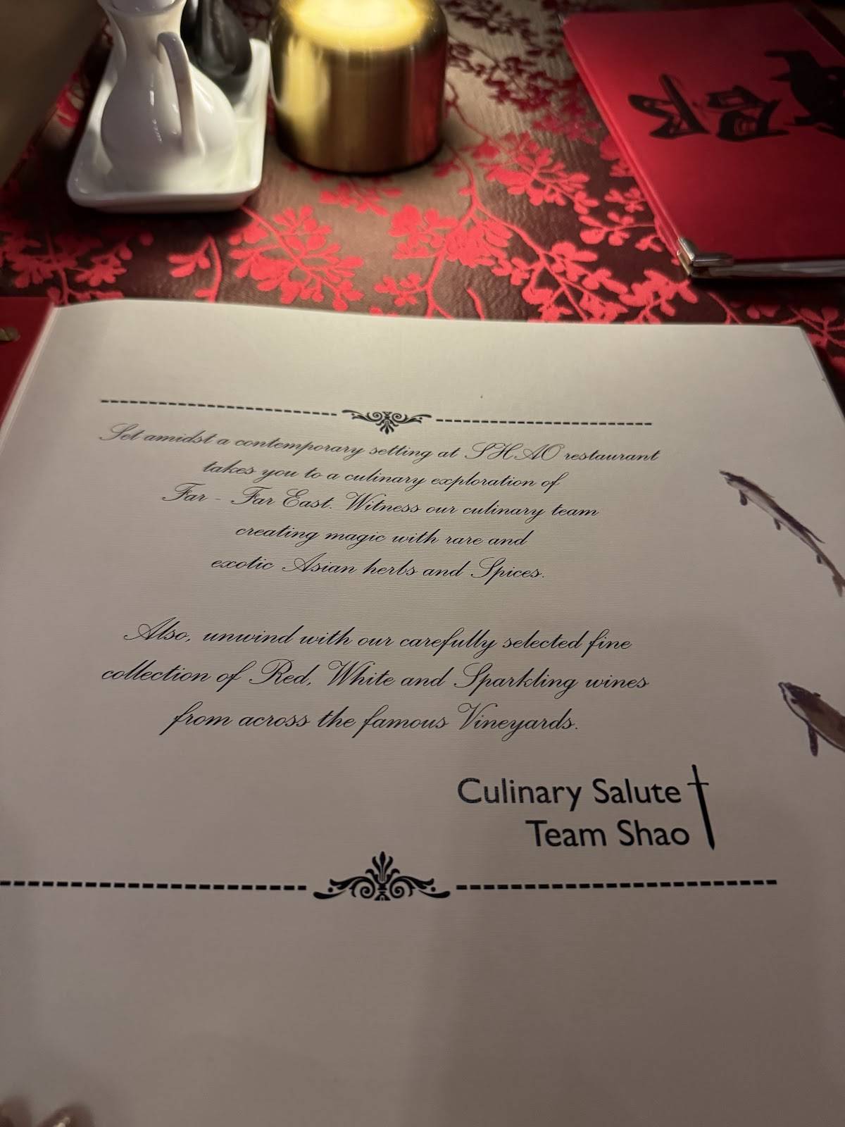 Shao menu