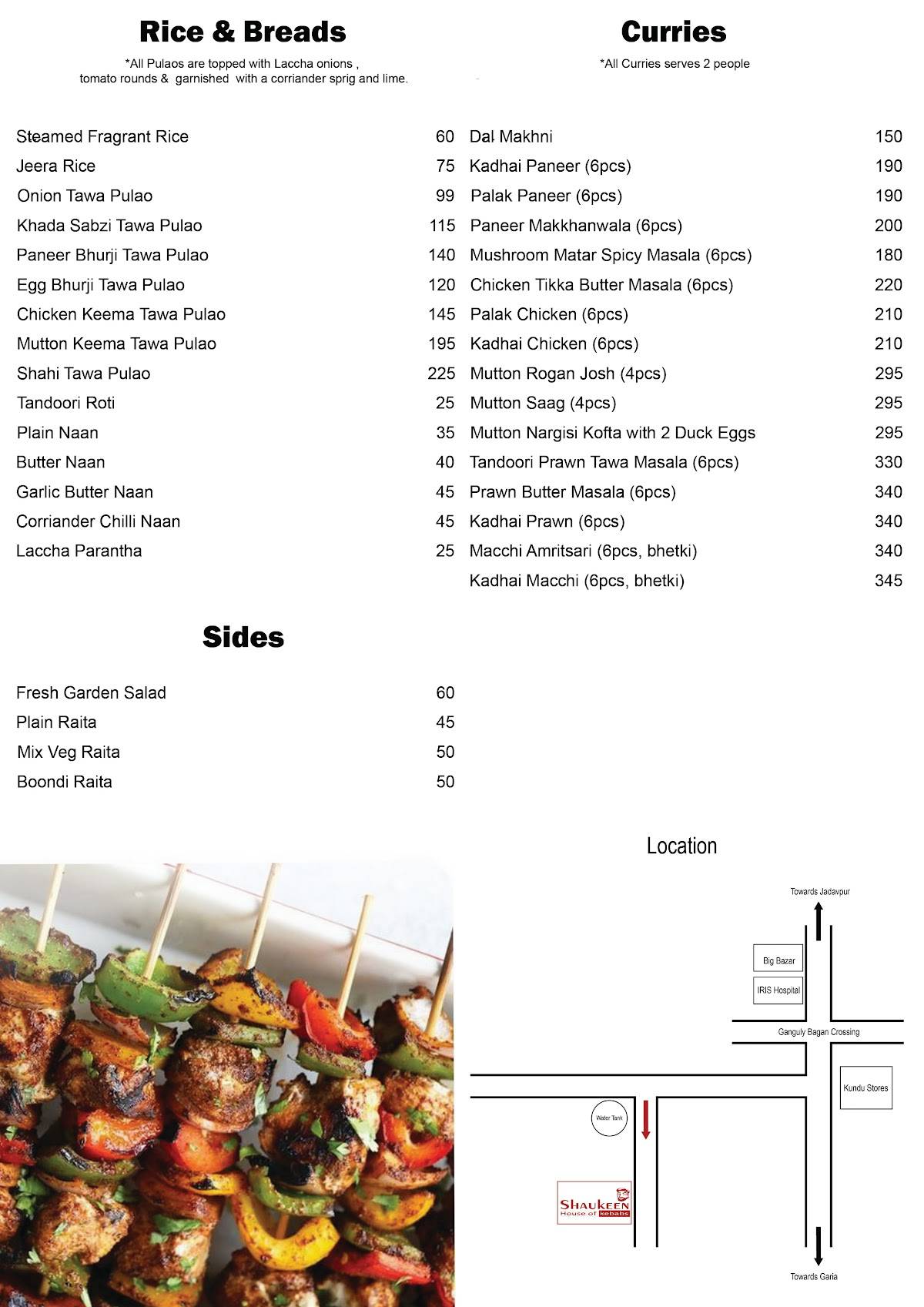 Shaukeen menu