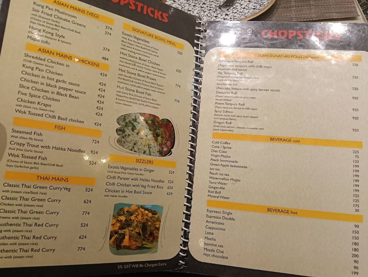 Chopsticks menu