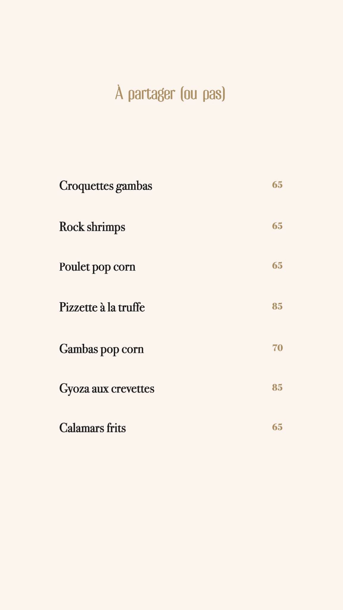 Menu de Shoko Lounge