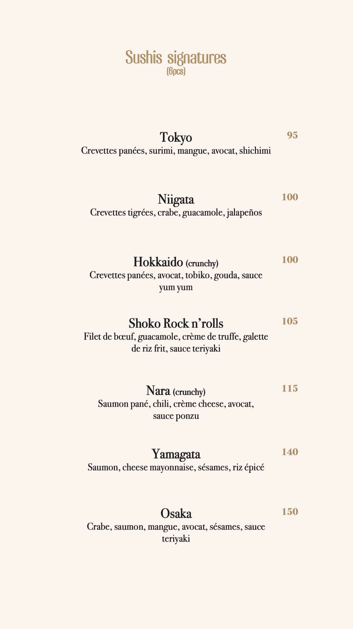 Menu de Shoko Lounge